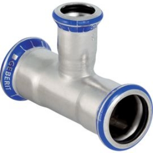 Bild von Geberit - T-Stücke GEBERIT MAPRESS Wasser Edelstahl Rostfrei 1.4401 Pressindikator, d mm: 18.0, d1 mm: 12.0, d2 mm: 18.0, L cm: 6.8, L1 cm: 3.8, l cm: 3, l2 cm: 3.4, Art.Nr. : 33006