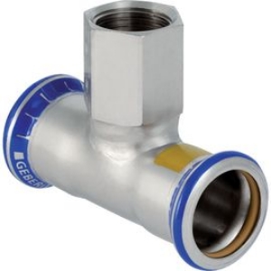 Bild von Geberit - T-Stücke GEBERIT MAPRESS Gas Edelstahl Rostfrei 1.4401 Abzweig mit Innengewinde, d mm: 28.0, Rp: 1/2, d1 mm: 28.0, L cm: 8.4, L1 cm: 4.6, l cm: 4, l2 cm: 4.2, Art.Nr. : 34057