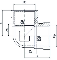 Bild von +GF+ Serie 8000 Gewindefittings Winkel 90° Siliziumbronze, Rp ″: 1/4, Art.Nr.: 768090002