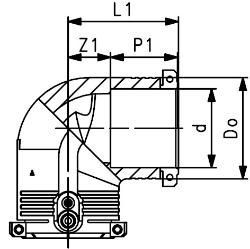 Bild von +GF+ ELGEF Plus Winkel 90° PE100 d20-63mm / SDR11, d mm: 20, Art.Nr.: 753101606