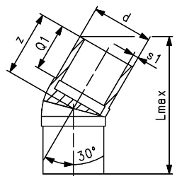 Bild von +GF+ ELGEF Plus Winkel 30° PE100 d32-315mm / SDR11 / Langschenklige Version, de mm: 32, Art.Nr.: 753120908
