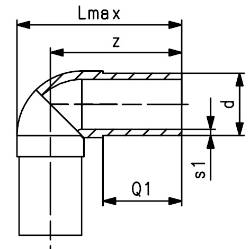 Bild von +GF+ ELGEF Plus Winkel 90° PE100 d20-315mm / SDR11 / Langschenklige Version, de mm: 63, Art.Nr.: 753101011