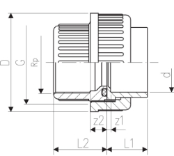 Bild von +GF+ Übergangsverschraubung PVC-U metrisch Rp, Grösse: 63‑2", Art.Nr.: 721510211