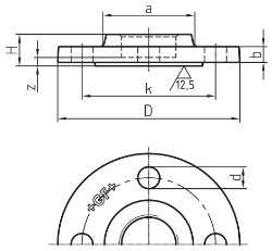 Bild von +GF+ 329 Gewindeflansch, gebohrt, 4 Loch, Dimension ″: 11/4", Art.Nr.: 770329107