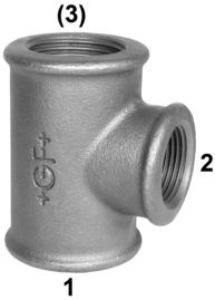 Picture of +GF+ 130 T-Stück, egal verzinkt 100 bar, Dim. (1-2-3): 11/2" ‑ 1" ‑ 11/2", Art.Nr.: 771130269