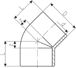 Bild von +GF+ Winkel 45° ABS metrisch, d mm: 25, Art.Nr.: 729150107