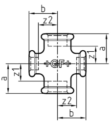 Bild von +GF+ 180 Kreuz, reduziert, ISO/EN C1, Dim. (1-2): 1" ‑ 3/4", Art.Nr.: 770180217