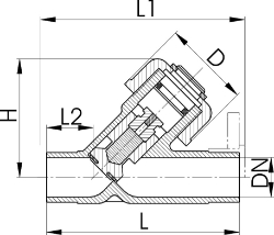 Bild von +GF+ Schrägsitz-Rückschlagventil Typ 303 PVC-U Mit Klebestutzen metrisch, Grösse: 20, Art.Nr.: 161303006