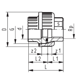 Bild von +GF+ Übergangsverschraubung PVC-U metrisch/Temperguss galvanisiert Rp, Grösse: 25‑ 3/4", Art.Nr.: 721530307