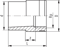 Bild von +GF+ PROGEF Standard Reduktions-Nippel Metrisch Rp (PN10), Grösse: 25‑ 1/2", Art.Nr.: 727910437