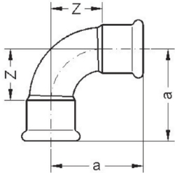 Bild von +GF+ PRESS-FIT Wasser Bogen 90° Kupfer, d mm: 42, Art.Nr.: 767600209