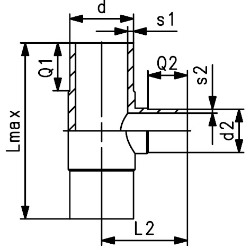 Bild von +GF+ ELGEF Plus T 90° reduziert PE100 d63-d315mm / SDR11 / Langschenklige Version, d mm: 75, Art.Nr.: 753201025