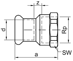 Bild von +GF+ PRESS-FIT Wasser Übergangsnippel Siliziumbronze, d mm: 18, Art.Nr.: 767627209