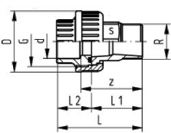 Bild von +GF+ Übergangsverschraubung PVC-U/Messing metrisch R, d mm: 20, Art.Nr.: 721550906