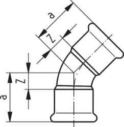 Bild von +GF+ PRESS-FIT Wasser Bogen 45° Kupfer, d mm: 108, Art.Nr.: 767604113