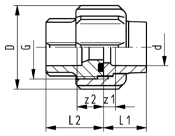 Bild von +GF+ SYGEF Standard Verschraubung Muffenschweissen (FKM schwarz) PN16, Grösse: 16, Art.Nr.: 735510105