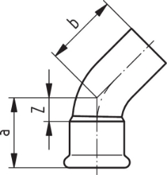 Bild von +GF+ PRESS-FIT Wasser Bogen 45° Kupfer, d mm: 76, Art.Nr.: 767604011