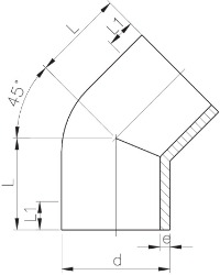 Bild von +GF+ PROGEF Standard Winkel 45° SDR11/PN10, Grösse: 25, Art.Nr.: 727158507