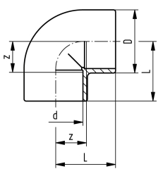 Bild von +GF+ SYGEF Standard Winkel 90° PN16, Grösse: 16, Art.Nr.: 735100105