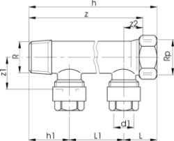 Bild von +GF+ INSTAFLEX Verteiler 90° Messing 3/4" (DN 20), d mm: 16, Art.Nr.: 760857061