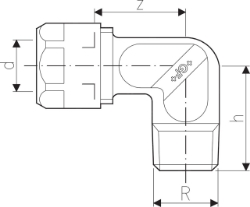 Bild von +GF+ INSTAFLEX Übergangswinkel 90° Messing Mit Aussengewinde, d mm: 20, Art.Nr.: 760857051