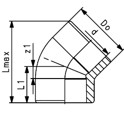 Bild von +GF+ ecoFIT Winkel 45° PE80 d20-110mm, Grösse: 110, Art.Nr.: 733150114