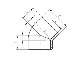 Bild von +GF+ SYGEF Standard Winkel 45° PN16, Grösse: 32, Art.Nr.: 735150108