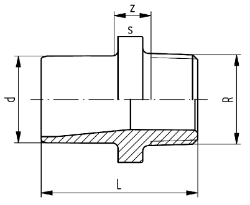 Bild von +GF+ SYGEF Standard Übergangsnippel Aussengewinde metrisch R PN16, Grösse: 20‑ 1/2", Art.Nr.: 735910506