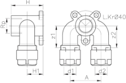 Bild von +GF+ INSTAFLEX Armaturenanschluss doppelt Messing Mit Flansch, d1 mm: 16, Art.Nr.: 760857013