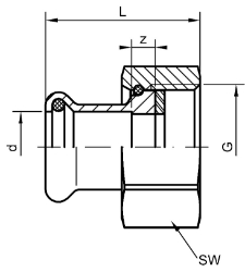 Bild von +GF+ PRESS-FIT Wasser Einlegeteil mit Mutter Siliziumbronze, d mm: 22, Art.Nr.: 767635912