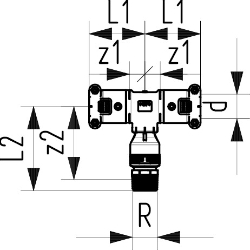 Bild von +GF+ INSTAFLEX Elektroschweiss T-Stück PB/Messing Mit Anschluss auf Aussengewinde, d mm: 32, Art.Nr.: 761069739