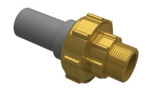 Bild von +GF+ INSTAFLEX Übergangs-Verschraubung PB/Messing Mit Stutzen für Elektroschweissen und Muffenschweissen / Aussengewinde, d mm: 20, Art.Nr.: 760857201