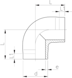 Bild von +GF+ SYGEF Standard Winkel 90° SDR21/PN16, Grösse: 20, Art.Nr.: 735108606